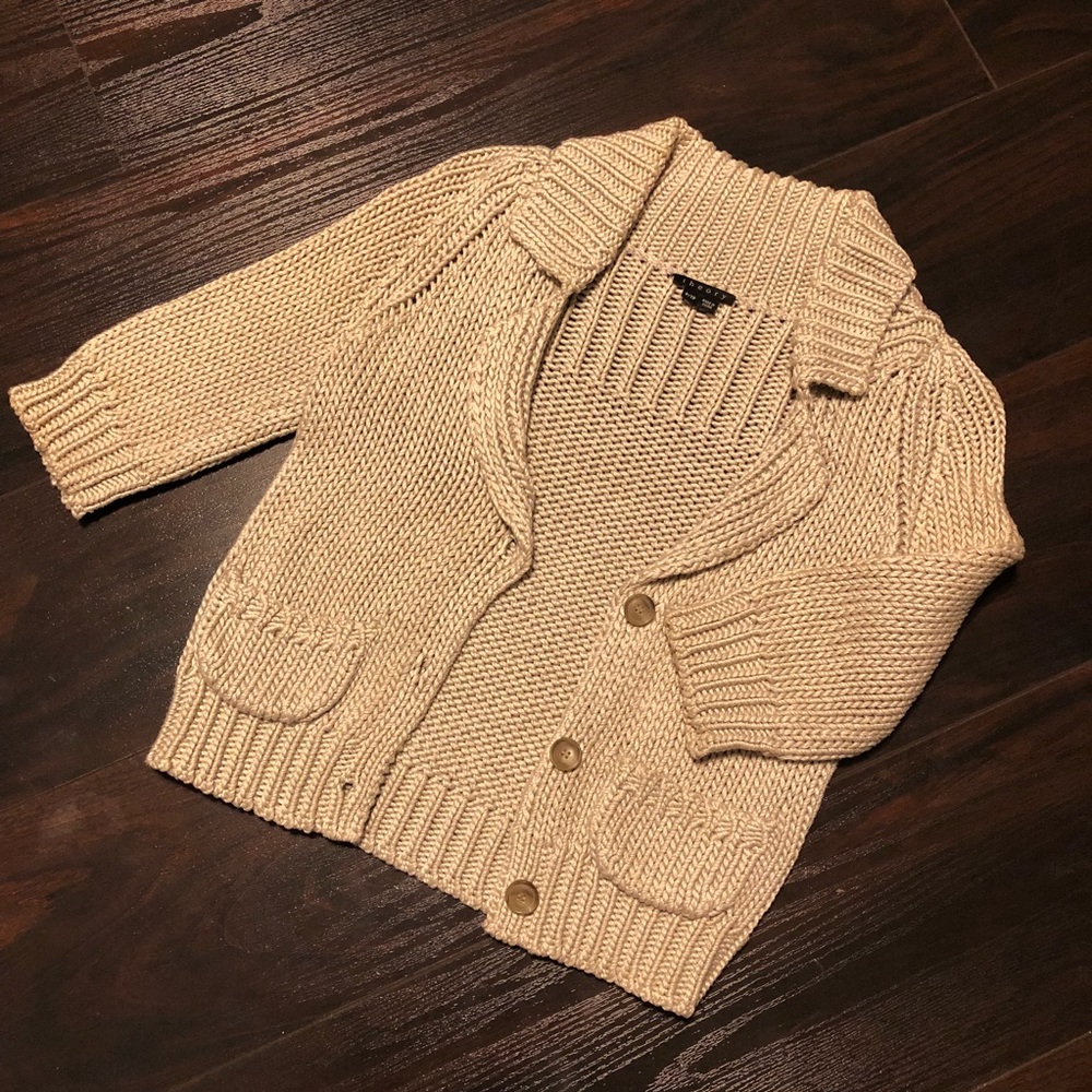 Theory Petite Tan quarter sleeve sweater